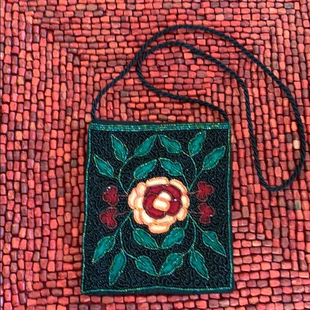 Black satin purse